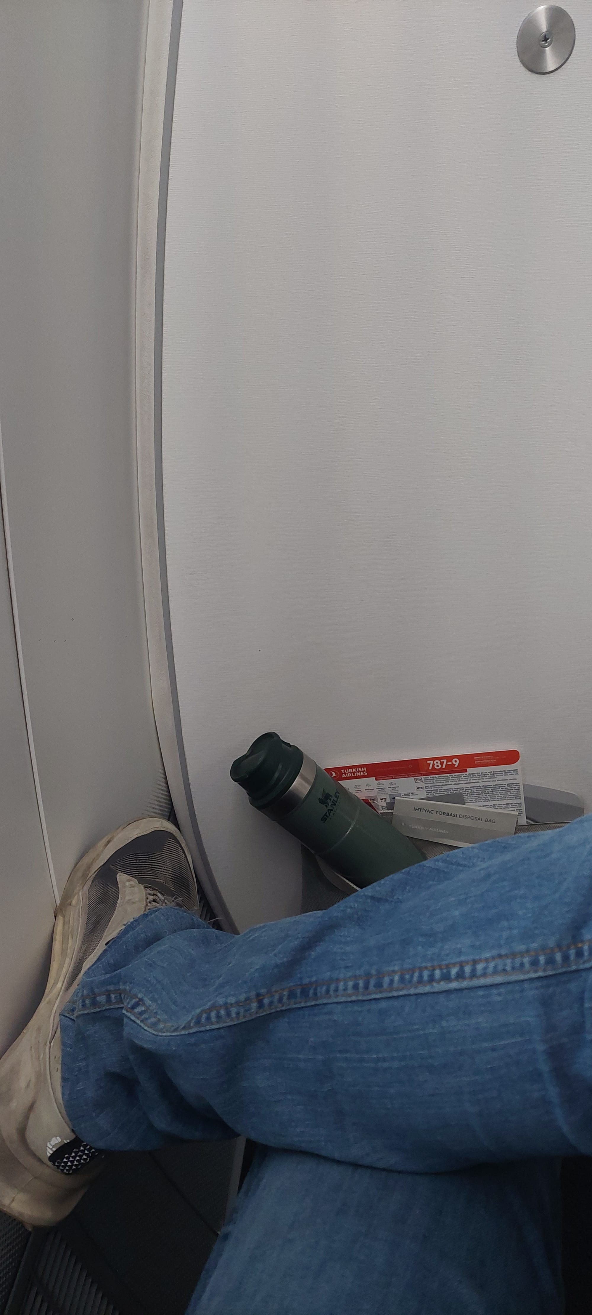 Ample legroom, and best of all, no seat ahead of you to worry about someone leaning back!